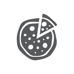 Pizza slice icon on white background