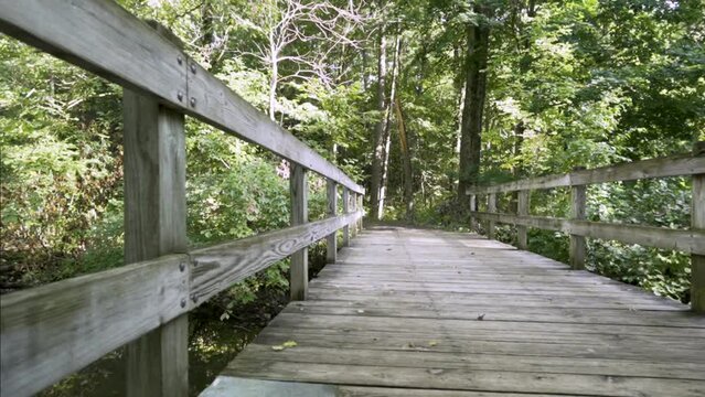 old wooden bridge over Stony Creek at Stony Creek Metropark