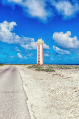 Lighthouse Willemstoren at south coast of Bonaire, Netherland Antilles