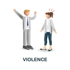 Violence icon. 3d illustration from harassment collection. Creative Violence 3d icon for web design, templates, infographics and more