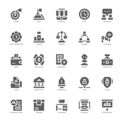 Business icon pack for your website, mobile, presentation, and logo design. Business icon glyph design. Vector graphics illustration and editable stroke.
