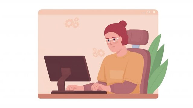 Animated isolated learning CSS, JS. Programming course. Looped flat 2D character HD video footage with alpha channel. Colorful animation on transparent background for website, social media