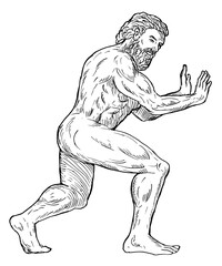 Hercules pushing - obrazy, fototapety, plakaty