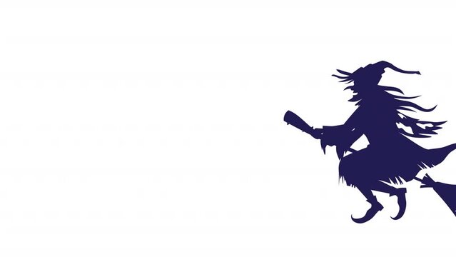 Animated wicked witch character. Full body flat person. HD video footage with alpha channel. Folklore creature color cartoon style illustration on transparent background for animation