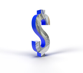 Dollar sign 3d rendering illustration.
isolated background