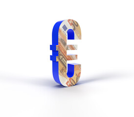 Euro sign 3d rendering illustration. isolated background