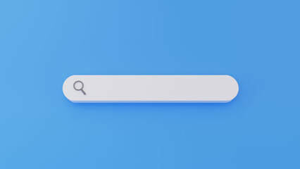 Minimal Blank Search Bar On Blue Background, 3d Rendering