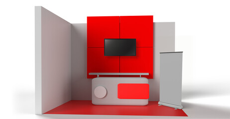 stand, booth, kiosk. 3D rendering illustration