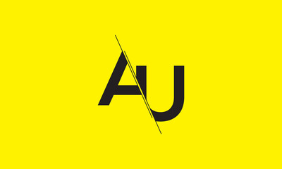 Initial letter AU minimal vector icon design template