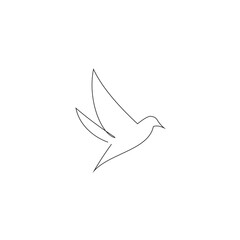 bird continuous line drawing element isolated on white background for decorative element. Vector illustration of animal form in trendy outline style.