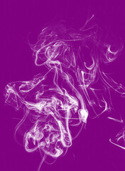 White smoke on purple background.