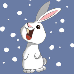rabbit rejoices in the snow christmas illustration happy new year