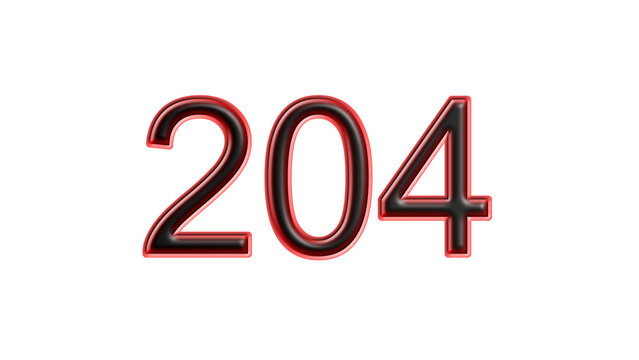 red 204 number 3d effect white background