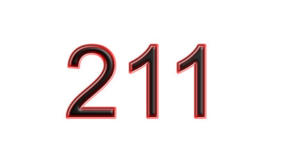 red 211 number 3d effect white background