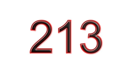 red 213 number 3d effect white background