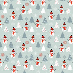 A cute snowman on Christmas day. background cartoon hand drawn of , Children's shirts and pants gift wrapping paper