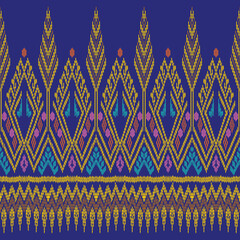 Navajo Ikat Ethnic Border PatternCross Stitch. Geometric ethnic patterns. Design for Saree, Patola, Sari, Dupatta, hispanic pattern, Clothing, fabric, batik, Knitwear, Embroidery Design