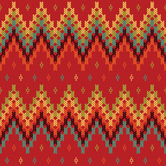 Navajo Ikat Ethnic Border PatternCross Stitch. Geometric ethnic patterns. Design for Saree, Patola, Sari, Dupatta, hispanic pattern, Clothing, fabric, batik, Knitwear, Embroidery Design