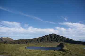 草千里, 風景, 空, 自然, 阿蘇, 山, 野原, 雲, サマータイム, 緑, 牧草地, ヒル, いなか, ルーラル, 山, 景色, 低地, 秋, 旅行