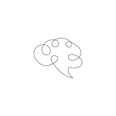 One single line drawing of smart human brain from side view logo identity. Genius idea for brain medical health icon logotype concept. Dynamic continuous line draw design vector graphic illustration
