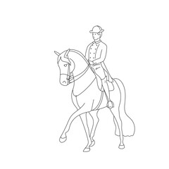 Classic dressage, a rider on a horse performs the half pass