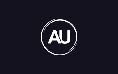 Circle logo icon and circle favicon flat letter AU