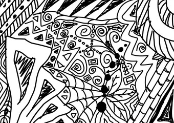 Black and white abstract scribble vector stock