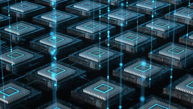 computer chip technology with 3d rendered