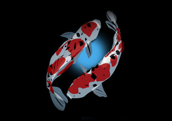 Stock Vector Photo of a pair of koi fish painting