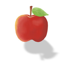 Set of Fresh Rad Apple  Fruit on White Background. Apple  Fruit. Cartoon Style Stock PNG