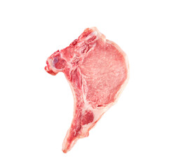 Raw fresh pork chop isolated on white background.