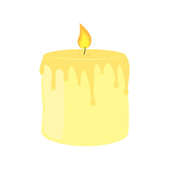 Burning candle on a white background vector.