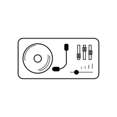 player icon. LP or CD player with mixer and volume dials