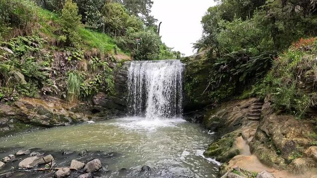 Beautiful Oakley Creek Waterfall in Auckland, New Zealand.
