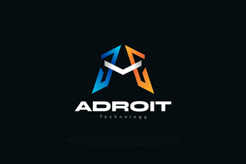 Abstract and Modern Letter A Logo Design with Blue, White, and Orange Gradient