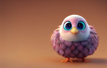 Fototapeta premium 3D rendered computer-generated image of a thanksgiving holiday turkey. Adorable kawaii young bird made to look like modern animation style.