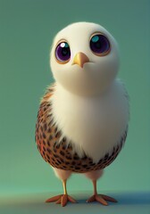 3D rendered computer-generated image of a thanksgiving holiday turkey. Adorable kawaii young bird made to look like modern animation style.