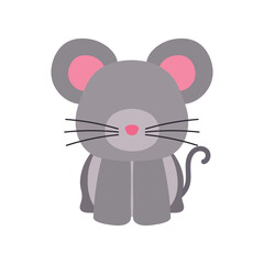 Cute Little Mouse Sitting Rodent Animal in Animated Cartoon Vector Illustration