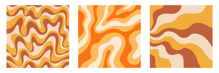 Retro 70s Abstract curve background set