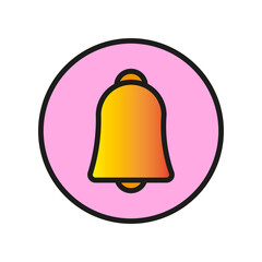 Flat bell circle icon. Simple flat symbol. Round clock. Bell notice. Call symbol. Vector illustration. stock image.