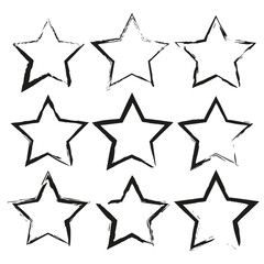 black star brush. Hand drawn abstract frame set. Vintage design. Vector illustration. Stock picture. 