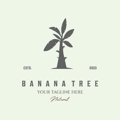 nature banana tree design logo minimalist illustration