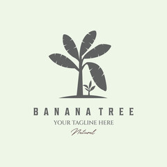 banana tree vintage logo design minimalist vector