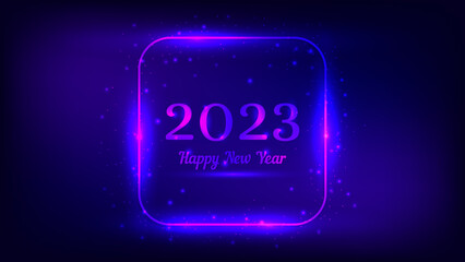 2023 Happy New Year neon background