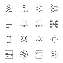 Modern Mind Map Infographic template. flat line icons collection. simple design vector