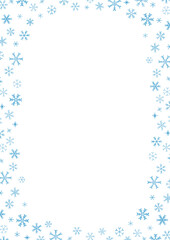 Fototapeta na wymiar 美しい手描きの雪の結晶のフレームイラスト