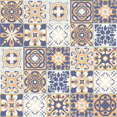 Azulejo Style Decorative Ceramic Tile Blue Purple Beige White Pastel Color Traditional Spanish Portuguese Pattern for Kitchen