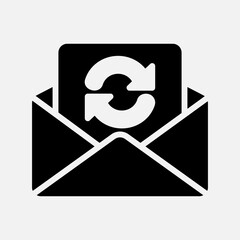 Synchronize icon in solid style about email, use for website mobile app presentation