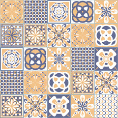 Azulejo talavera ceramic tile spanish portuguese traditional pattern, colorful traditional vintage background, vector illustration