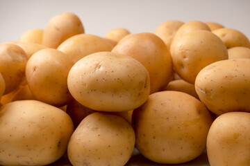 A group of fresh tasty potato isolated on white background.